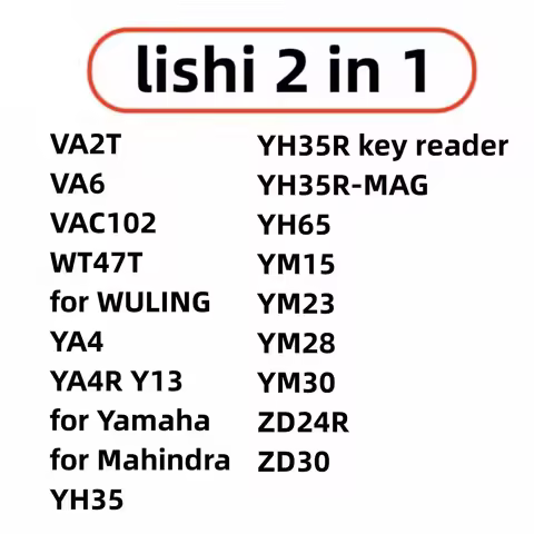 lishi 2 in 1 tool VA2T VA6 VAC102 WT47T for WULING YA4 YA4R Y13 for Yamaha/Mahindra YH35 YH65 YM15 Y