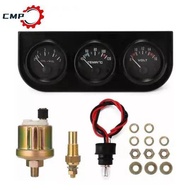 52MM 3 In 1 Oil Pressure Gauge + Volt meter + water temp gauge Kit Volt meter with sensor Oil Temper