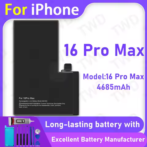 100% New 4685mAh S2118H Battery For iphone 16 Pro Max Replacement Bateria+Free Tools