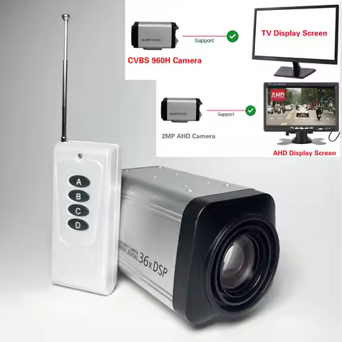 Wireless remote control CVBS 36X Zoom Auto Focus CCTV Box Camera AHD Used By Private Investigators T