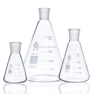 1pcs Lab 25ml ถึง 2000ml แก้ว Borosilicate สูงเกลียวคอมาตรฐานปาก 19 #24 #29 # สามเหลี่ยมขวด Conical 