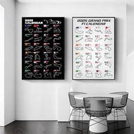 2025 F1 World Racing Track Posters Print Canvas Wall Art Sports Car Grand Prix Schedule Painting for