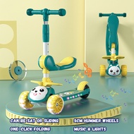 Beige scooter Adjustable Scooter Foldable Scooter Kids 4-Wheels Scooter With music and lights Kids S