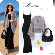 3-in-1 Set Korean StyleWanita | Inner Dress, Arwen Outer, Shoulder Bag | Latest Beach Outfit -SM162