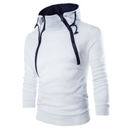 Men Autumn Fashion Double Zipper Hoodie Long Sleeve Pullover Sports Sweatshirt