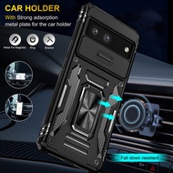 For Google Pixel 8 Pro Pixel 8A Shockproof Case Lens Push Magnetic Car Holder Hard PC + TPU Protecti