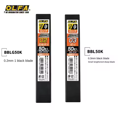 OLFA BBLG50K/BBL50K European Standard Extended Small Ultrathin Blade Ultra Sharp Black Steel 0.2/0.3