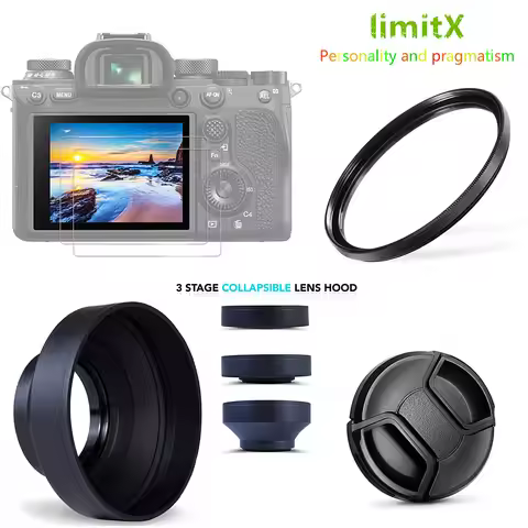 UV Filter Lens Hood Cap + 2x 9H Tempered Glass LCD Screen Protector For Panasonic Lumix FZ80D FZ82D 