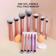 Cross-Border 12-Piece Long Aluminum Tube Makeup Brush Set for Loose Powder, Blush, Contouring, Eye M
