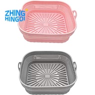 2PCS Square Reusable Air Fryer Liners Foldable Air Fryer Accessories Pink and Grey