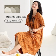 MiiOW | MiiOW Cat Person Sleep Dress Womens Summer Cotton Short Sleeve Sleepwear Can Wear Outside Lo