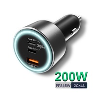 【original】 200W USB C Car Charger PD 100W Type-C Car Charger QC5 PPS 45W Super Fast Charging for Mac