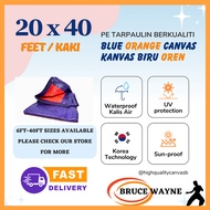 20'X40' Blue Orange Tarpaulin Waterproof Canvas Canopy, Kanvas Khemah, Kolam, Tutup Kereta Lori Atap, Camping, Flysheet