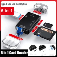 6 in 1 Card Reader Type-C OTG USB Memory Card Adapter plug and play High transmission with 512GB For