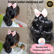 New Jepit Rambut Palsu Wig Anak Panjang Lurus Ikal Keriting Original