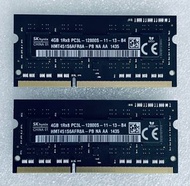 95%新 原裝 SKHynix / Micron DDR3 PC3L-12800S 8Gb kit(4Gb x2) 1600MHz SODIMM 低電壓 記憶體 Laptop 筆記本用 *Macboo