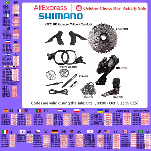 Shimano 105 Di2 R7170 Groupset Without Crankset Hydraulic Disc Brake 2x12S ST BR R7170 L05A FD RD R7