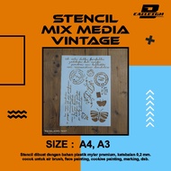 Stencil Mylar Mix Media Vintage | Size A4, A3