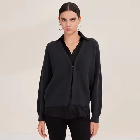 BD4521254 Women's Wool Cardigan and Silk Vest V-Neck 2 Pieces Set BC Luxury Fall Clothing for Women