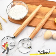 PATH 13" Oak Handle  Flour Mixer Stainless Steel Flour Beater Flour Mixer
