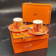 Hermès 愛馬仕網紅骨瓷權杖系列咖啡杯碟套裝 下午茶花茶杯禮盒裝