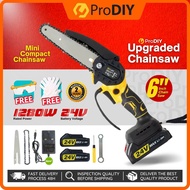 PRODIY 24V 6Inch Mini Chainsaw Cordless Pruning Cutter 1280W Cutter Electric Gergaji Elektrik Chainsaw battery MC24v-6B