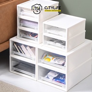 2/4Pieces Citylife Desk Storage Box 9L Stackable Drawer Organizer Stationery Storage Box Multi-Purpose Desk Organisers