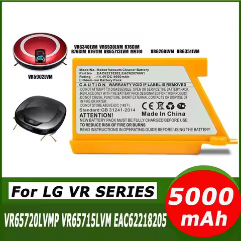 14.4V For LG 5000mAh R76CIM R76GIM R76TIM M970I VR5940L VR6530LVM VR6540VL EAC62218205 EAC60766107 R
