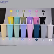 24oz Colored Cups Double Wall Matte Tumblers With LID AND STRAW hot/cold double-layer plastic large-