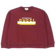 全新未使用 GUCCI 20AW 626990 100% 純棉 Logo 印花圓領衛衣，波爾多紅，L 碼，義大利製造，正品，男士