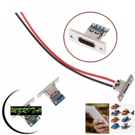 MARITA1 Female Connector Jack, 2P 2Pin USB Jack, Charging Data Port Strip Line Of Solder Joint Type-