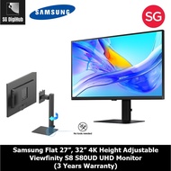 Samsung Flat 27”, 32” 4K Height Adjustable Viewfinity S8 S80UD UHD Monitor (3 Years Warranty)