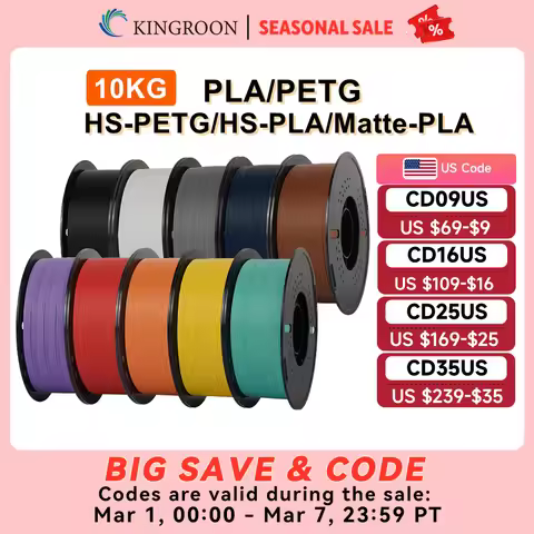 KINGROON 10KG(22LBS) PLA PETG HS-PLA HS-PETG Filament 1.75mm High Speed 3D Printer Material Matte PL
