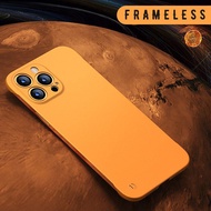 Frameless Ultra Slim Case สำหรับ iPhone 12 13 Mini 11 12 Pro XS Max XR X 7 8 SE 6 6S Plus Matte Hard พลาสติกบางปกหลังกรณี