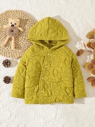 SHEIN 中性嬰兒厚花卉圖案圖案休閒外套適用於秋天和冬天