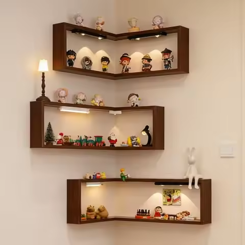 Corner shelf wall 90-degree corner bookshelf, suspended wall decorative shelf, wall corner storage r