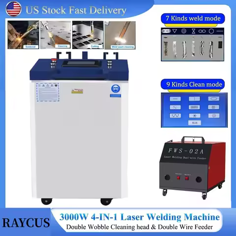 Raycus 4 in 1 3000W Handheld Water Cooled Fibre Laser Welding Dual Wire Feeder 10M Fibre Optic Cable