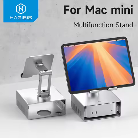 Hagibis Desktop Stand for iPad Pro/Air Mac mini M4/M4 Pro Storage Metal Holder 360° Adjustable Folda