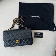 CHANEL CF25 香奈兒25cm收藏級老香 黑金羊皮 vintage