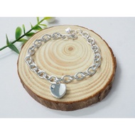 990 Pure Silver Chain Bracelet with Heart / Rantai Tangan Perak 990 (B21)