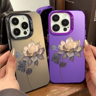 Oil Painting Minimalist Art Lotus Phone Case Compatible for IPhone 15 14 11 12 13 Pro XR X XS Max 7/8 Plus Se2020 Smooth High-quality Protective Shell with Large Holes