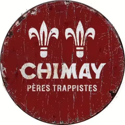 Vintage Peres Trappistes Chimay Belgian Beer Aluminum Sign - Round Rustic Pub Decor, Man Cave Metal 