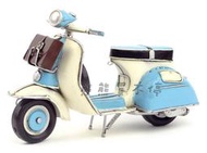 &lt;在台現貨/精緻款&gt; 偉士牌 Vespa 復古腳踏摩托車 1965年 藍色公事包 鐵製摩托車模型