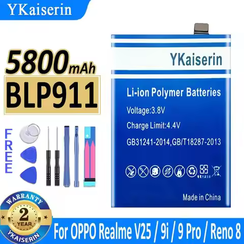 BLP911 For Oppo Reno 8 Pro for Realme 9 Pro V25 9i 5800mAh Reliable Power Supply Mobile Phone Batter
