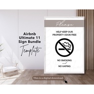 Airbnb Sign Bundle Template, Airbnb Signage, Vacation Rental, Wifi Sign, Airbnb Welcome Book, Checko