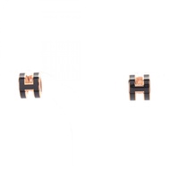 【二手】愛馬仕 HERMES 耳環 MINI POP H 黑色鍍金款 Pop H 耳環 女士二手 A
