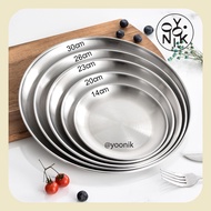 YOONIK European Stainless Steel Plate Metal tray Dining Plate Snack Fruit Cosmetics Dinner Plates We