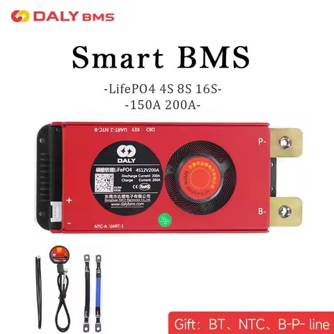 Daly BMS Smart BMS 4S Lifepo4 12V 8S 24V 16S 48V 150A 200A BMS Bluetooth BMS Li-ion NMC 3.7V Battery