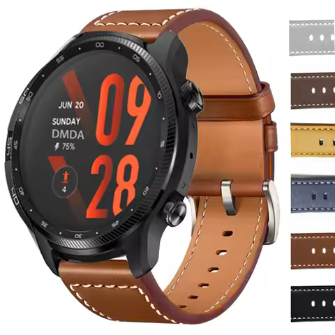 20mm 22mm Leather Strap For TicWatch Pro 3 Ultra GPS LTE S2 E2 E3 2021 Watchband For Huawei Watch 5 