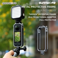 Sunnylife Insta360 X3 Aluminum Protective Case Frame Cold Shoe Mount Brackets Housing Shell Cover for Insta360 X3